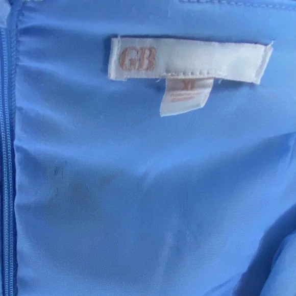 GB Floral Print Grosgrain Tie Maxi Dress Sz Xl Blue Floral Lined Brunch - Picture 8 of 8